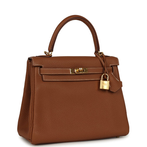 Pre-owned Hermes Kelly Retourne 25 Gold Togo Gold Hardware