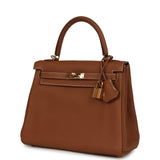 Pre-owned Hermes Kelly Retourne 25 Gold Togo Gold Hardware