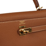 Pre-owned Hermes Kelly Retourne 25 Gold Togo Gold Hardware