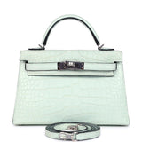 Hermes Kelly Sellier 20 Vert Peppermint Matte Alligator Palladium Hardware