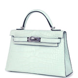 Hermes Kelly Sellier 20 Vert Peppermint Matte Alligator Palladium Hardware