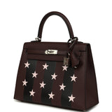 Hermes Kelly Sellier 25 Casaque Etoilee Rouge Sellier Epsom, Black Tadelakt, Rose Darling Chevre Mysore Palladium Hardware