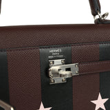 Hermes Kelly Sellier 25 Casaque Etoilee Rouge Sellier Epsom, Black Tadelakt, Rose Darling Chevre Mysore Palladium Hardware