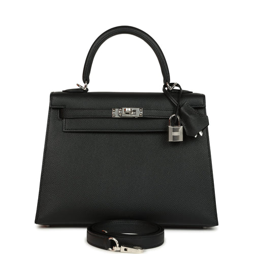 Hermes Kelly Sellier 25 Black Epsom Palladium Hardware