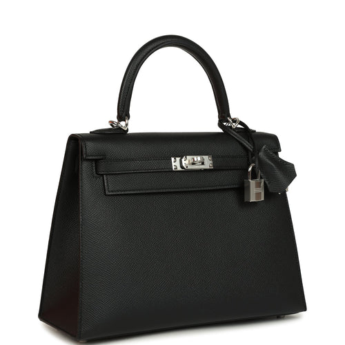Hermes Kelly Sellier 25 Black Epsom Palladium Hardware