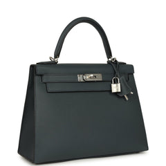 Hermes Kelly Sellier 28 Gris Misty Epsom Palladium Hardware