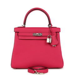 Hermes Kelly Retourne 25 Rose Mexico Togo Palladium Hardware