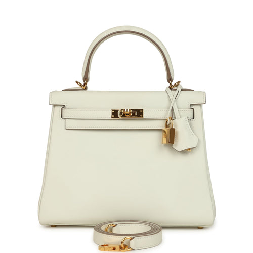 Pre-owned Hermes Kelly Retourne 25 Mushroom Swift Gold Hardware