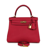 Hermes Kelly Retourne 25 Framboise Togo Gold Hardware