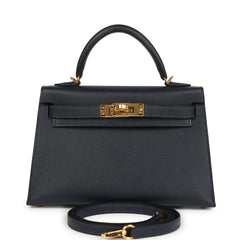 Hermes Kelly Sellier 20 Bleu Nuit Madame Gold Hardware