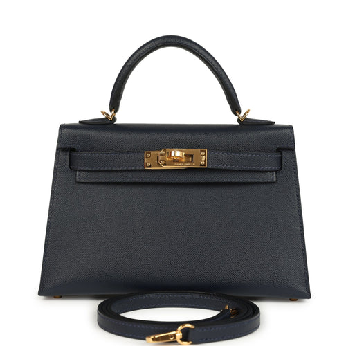 Hermes Kelly Sellier 20 Bleu Nuit Madame Gold Hardware