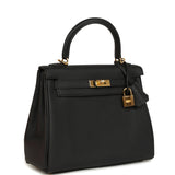 Pre-owned Hermes Kelly Retourne 25 Black Togo Gold Hardware - Thumbnail View 2
