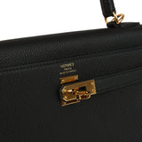Pre-owned Hermes Kelly Retourne 25 Black Togo Gold Hardware - Thumbnail View 7