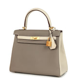 Hermes Special Order (HSS) Kelly Retourne 25 Beton and Etoupe Togo Brushed Gold Hardware