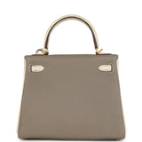 Hermes Special Order (HSS) Kelly Retourne 25 Beton and Etoupe Togo Brushed Gold Hardware