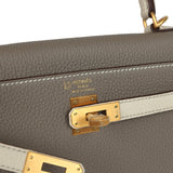 Hermes Special Order (HSS) Kelly Retourne 25 Beton and Etoupe Togo Brushed Gold Hardware