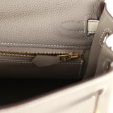 Hermes Special Order (HSS) Kelly Retourne 25 Beton and Etoupe Togo Brushed Gold Hardware
