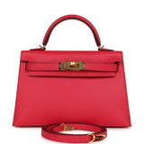 Hermes Kelly Sellier 20 Rose Extreme Epsom Gold Hardware