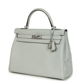 Hermes Kelly Retourne 32 Bleu Pale Clemence Palladium Hardware