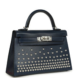 Hermes Kelly Sellier 20 Clouté Bleu Abyss Box Palladium Hardware
