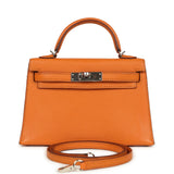 Pre-owned Hermes Kelly Sellier 20 Apricot Chevre Mysore Palladium Hardware
