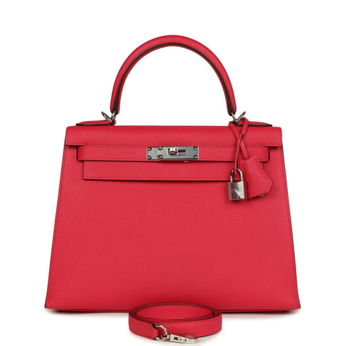 Hermes Kelly Sellier 28 Rose Extreme Epsom Palladium Hardware