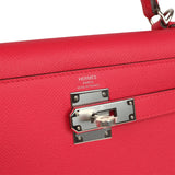 Hermes Kelly Sellier 28 Rose Extreme Epsom Palladium Hardware