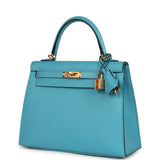 Hermes Kelly Sellier 25 Bleu Du Nord Madame Palladium Hardware