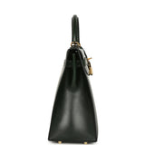 Pre-owned Hermes Kelly Sellier 32 Vert Fonce Box Gold Hardware