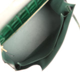 Pre-owned Hermes Kelly Sellier 28 Vert Fonce Shiny Niloticus Crocodile Gold Hardware