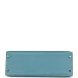 Vintage Hermes Kelly Sellier 35 Blue Jean Epsom Palladium Hardware