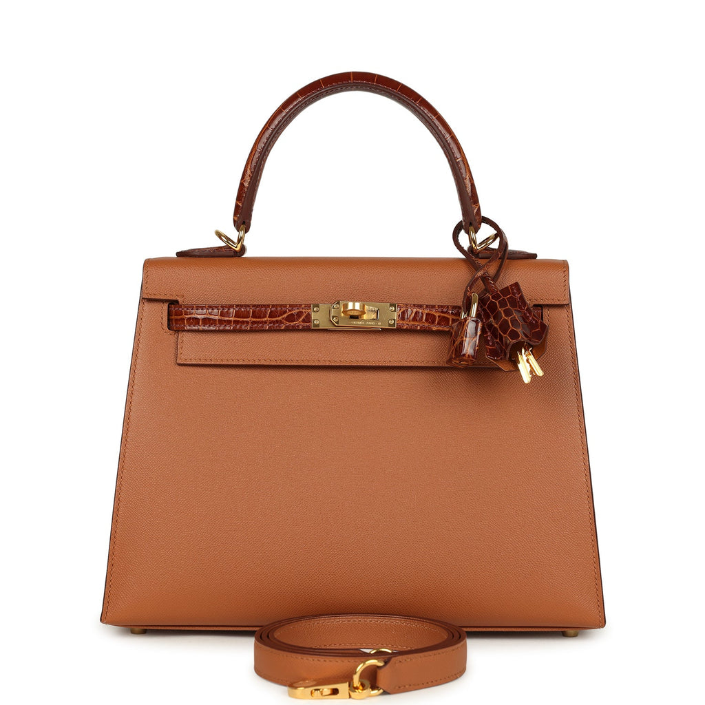 Hermes Kelly Sellier 25 Gold Madame and Miel Shiny Niloticus Crocodile