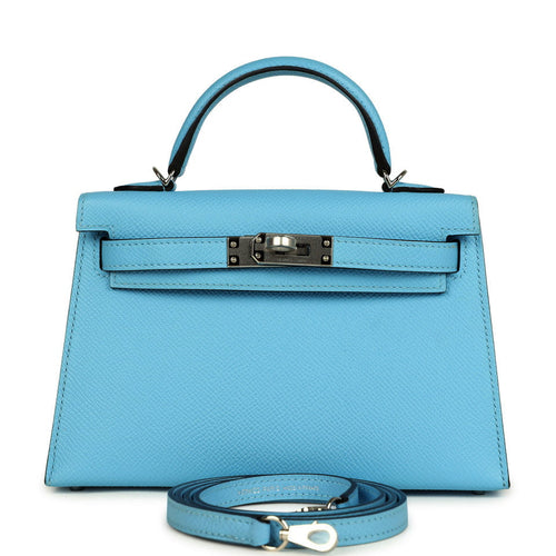 Hermes Kelly Sellier 20 Celeste Epsom Palladium Hardware