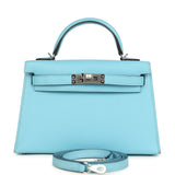 Hermes Kelly Sellier 20 Celeste Epsom Palladium Hardware
