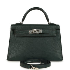 Pre-owned Hermes Kelly Sellier 20 Vert Titien Verso Chevre Mysore Palladium Hardware