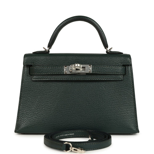 Pre-owned Hermes Kelly Sellier 20 Vert Titien Verso Chevre Mysore Palladium Hardware