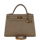 Pre-owned Hermes Kelly Sellier 32 Etoupe Epsom Gold Hardware - Thumbnail View 1