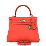 Hermes Kelly Retourne 25 Orange Field Swift Palladium Hardware - Thumbnail View 1
