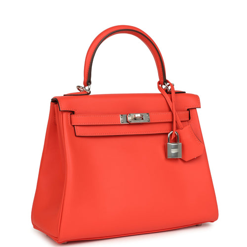 Hermes Kelly Retourne 25 Orange Field Swift Palladium Hardware