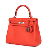 Hermes Kelly Retourne 25 Orange Field Swift Palladium Hardware - Thumbnail View 5