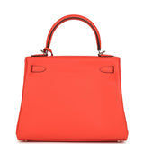 Hermes Kelly Retourne 25 Orange Field Swift Palladium Hardware - Thumbnail View 4