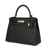 Hermes Kelly Sellier 28 Black Epsom Palladium Hardware