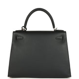 Hermes Kelly Sellier 28 Black Epsom Palladium Hardware