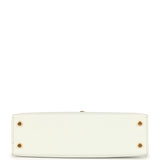 Hermes Special Order (HSS) Kelly Sellier 20 White and Gris Asphalte Epsom Permabrass Hardware