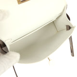 Hermes Special Order (HSS) Kelly Sellier 20 White and Gris Asphalte Epsom Permabrass Hardware