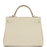 Pre-owned Hermes Kelly Retourne 32 Craie Togo Gold Hardware