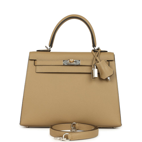 Hermes Kelly Sellier 25 Poussiere Epsom Electrum Hardware