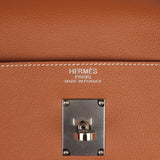 Pre-owned Hermes Kelly Voyage 50 Gold Evercolor Palladium Hardware