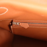 Pre-owned Hermes Kelly Voyage 50 Gold Evercolor Palladium Hardware