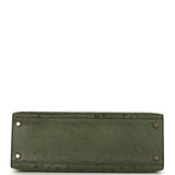 Vintage Hermes Kelly Sellier 32 Vert Olive Ostrich Gold Hardware - Thumbnail View 6
